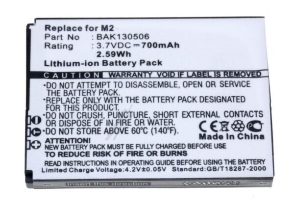 3,7V-700MAH ACCU VOOR AVM FRITZ! FON M2, LI-ION
