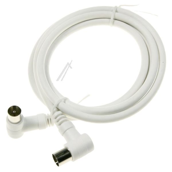 COAX-AANSLUITKABEL STEKER 90°/  CONTRA 90° CLASS:A,  WIT 1,5MTR.