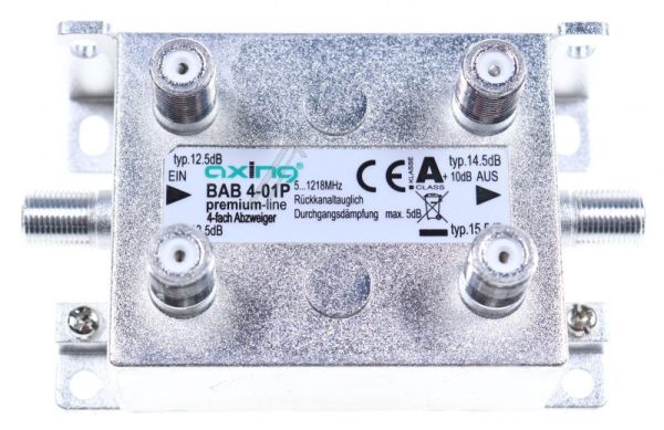 BAB 4-01P BAB00401P ABZWEIGER,  4-FACH,  12,5 - 15,5 DB,  5 - 1218 MHZ,  F-BUCHSE,  PREMIUM-LINE
