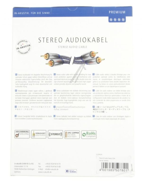 PREMIUM 0040403 STEREO-AUDIOKABEL geschikt voor RCA 2 X CINCH-ST. /  2X CINCH-ST. 3,0 MTR.