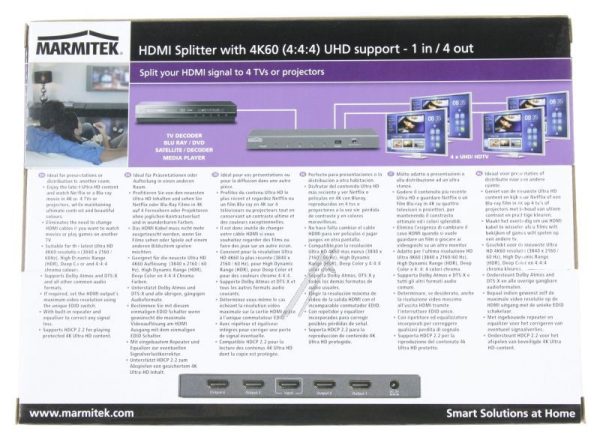 SPLIT 614 25008325 HDMI SPLITTER MET 4K60 (4:4:4) UHD SUPPORT - 1 IN /  4 OUT