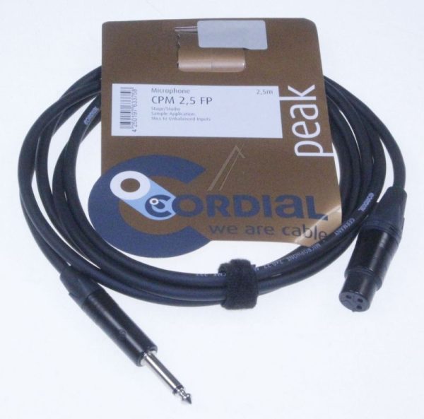 CPM 2,5 FP XLR-CONTRA /  JACK-STEKER 6,3MM MONO,  2,5MTR. -NEUTRIK-