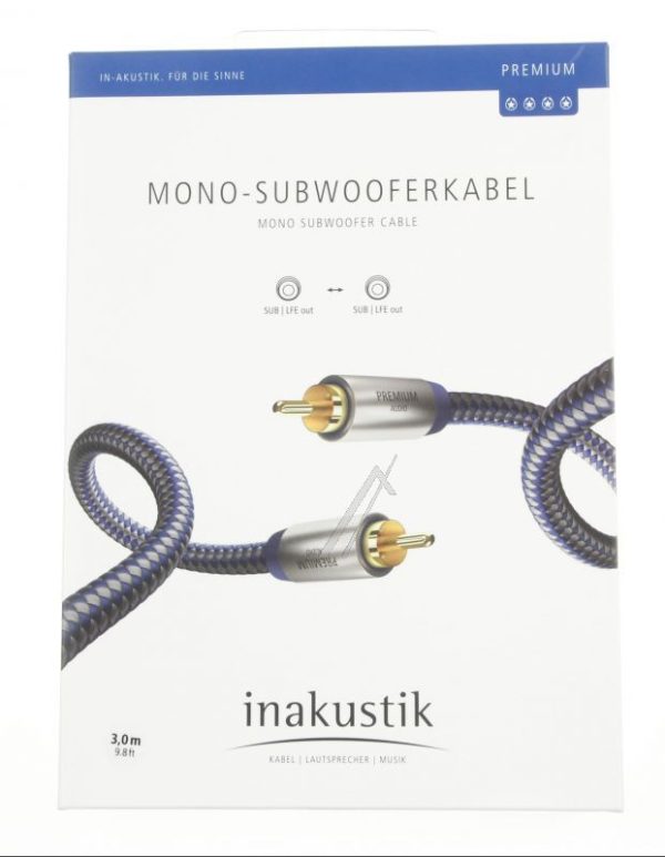 PREMIUM-II 00408031 MONO-SUBWOOFERKABEL CINCH-ST./ CINCH-ST. L: 3,0MTR.