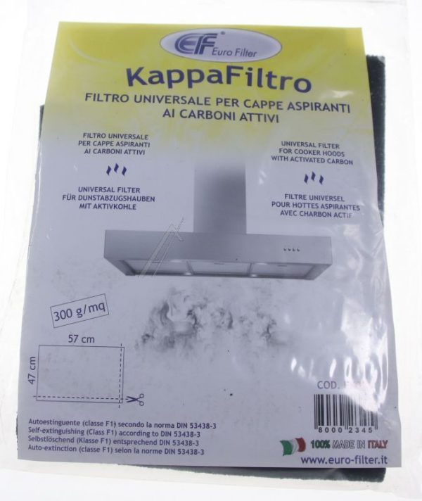 KOOLSTOFFILTER ACTIEF 300G/ M² UNIVERSEEL 47X57, ZELF OP MAAT TE KNIPPEN