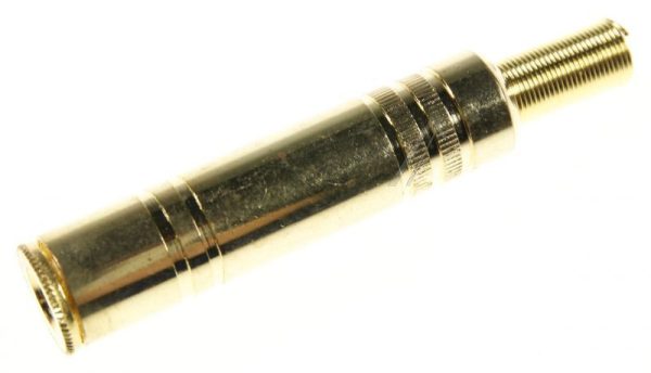 6,3MM JACK-CONTRA STEREO VERGULD SOLDEERBAAR KNIKBESCHERMING