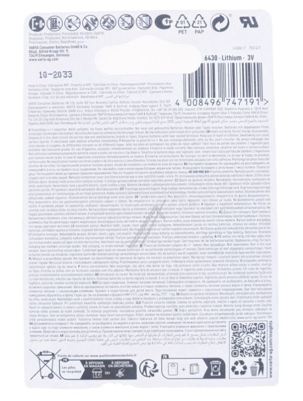 CR2430 6430101402 3,0V LITHIUM KNOOPCEL VARTA 2ST. BLISTER
