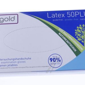 604219 WEGWERPHANDSCHOENEN LATEX 50PLUS,  POEDERVRIJ,  MAAT 9/ L,  NATUREL,  100 ST