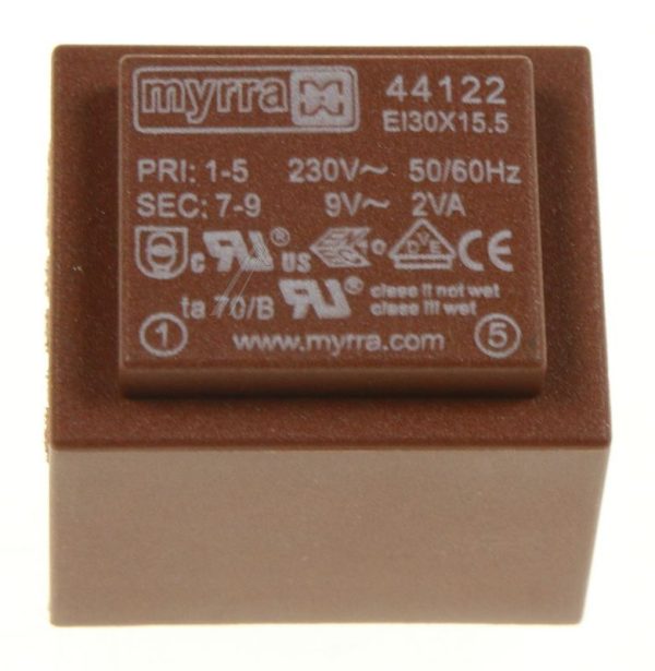 9V-222MA 44122 PRINTTRAFO 230V E130 2,0VA 32,5X27,6X26,5MM