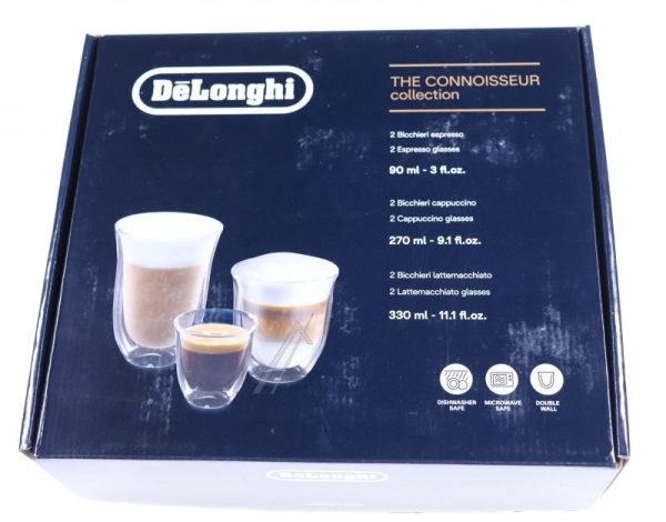 DLSC302 5513284451 DE CONNOISSEUR COLLECTIE,  SET VAN 2 DUBBELWANDIGE ESPRESSO-,  2 CAPPUCCINO- EN 2 LATTEMACCHIATO GLAZEN