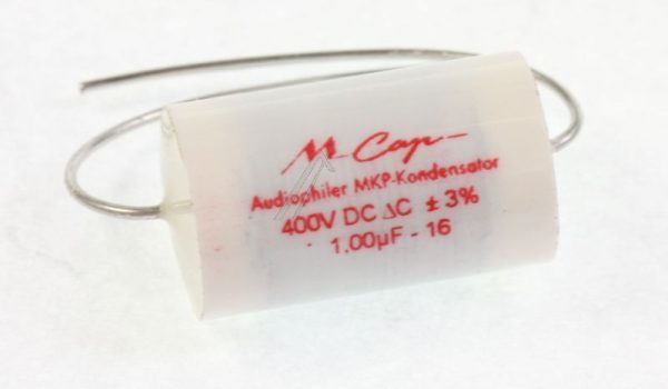 1UF-400V MCAP400-1,0 AUDIO FILMCONDENSATOR AXIAAL 85°,  12X23MM.