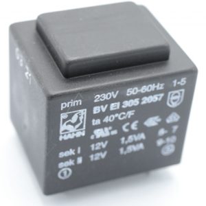12VX2-125MA BVEI3052057 PRINTTRAFO 230V EI30 3,0VA 32,5X27,5X29,5MM