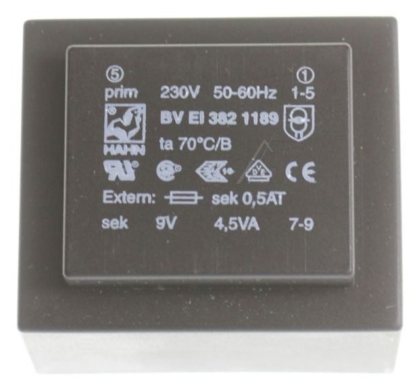 9V-500MA BV EI 382 1189 PRINTTRAFO 230V EI38 4,5VA 35,1X41X28,1MM