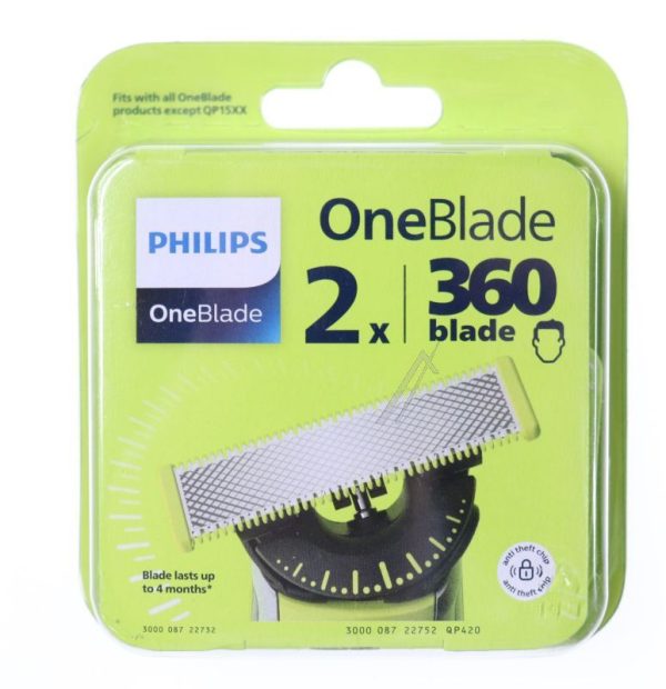 QP420/ 50 ONEBLADE 360° RESERVEMES,  ZILVER,  2 STUKS