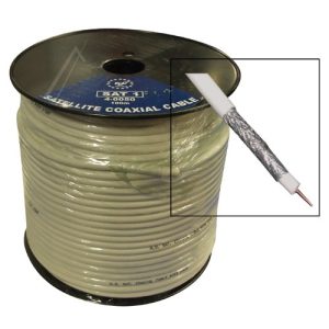 SAT-COAXKABEL WIT Ø 7,2MM,  STAAL/ KOPER >85DB,  ROL-100MTR.