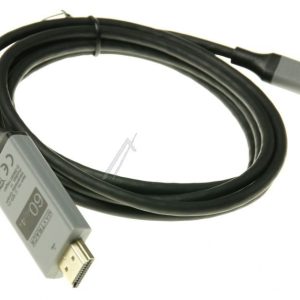 HDMI KABEL 1E: USB TYPE C-STEKER - 2E: HDMI-A-STEKER PLUG & PLAY 2,0M ZWART/ GRIJS