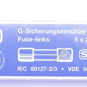 0,063A-T ZEKERING TRAAG 5X20MM.,  INH:10 ST.