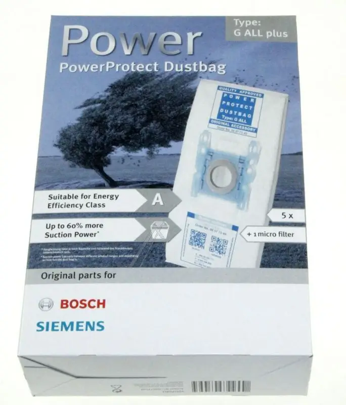 BOSCH_SIEMENS TYPE G ALL PLUS 00577549 STOFZUIGERZAKKEN, G ALL PLUS, 5STUKS 1 MICROFILTER 6a1c794a39a1d4f41425edc715f8df07