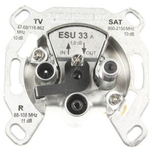 ESU 33 21110012 DOORLUS-ANTENNEDOOS 3-VOUDIG (R/ TV/ SAT) UNI-KABELSYSTEEM