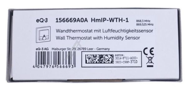 HMIP-WTH-1 156669A0 HOMEMATIC-IP WANDTHERMOSTAT MIT LUFTFEUCHTIGKEITSSENSOR