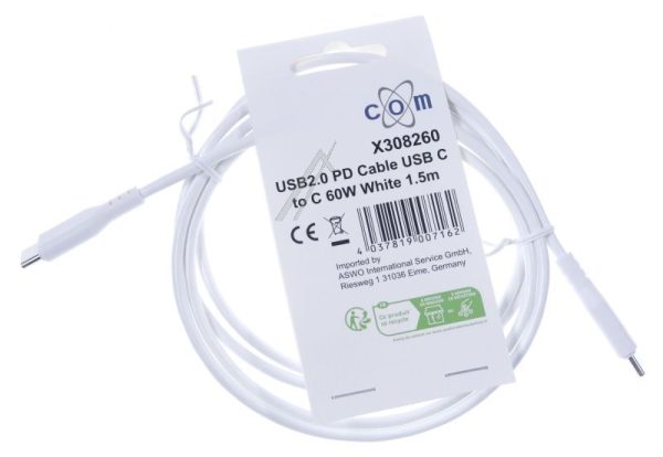 60W,  5GBPS USB-C KABEL WIT MET POWER DELIVERY 1,5M
