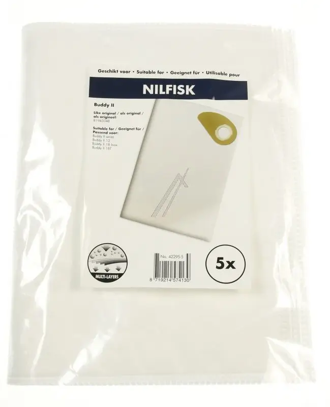 sqoon 42295-5 STOFZUIGERZAK 5 STUKS ALTERNATIEF VOOR NILFISK 81943048 Stofzuigerzakken a9e3c2c1fc029f8f76dd4d7f67b92a33