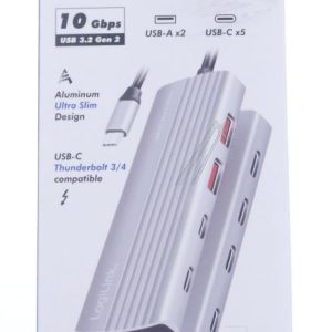 UA0414 USB 3.2 GEN2 HUB,  7 1-PORT,  2X USB-A,  5X USB-C,  PD 100W,  ALUMINUM