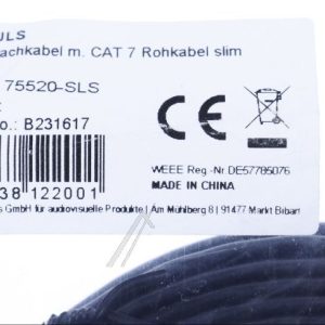 PATCHKABEL CAT7, RJ45, U/ FTP,  ZWART 10M,  SLIM