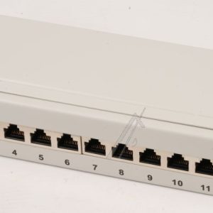 37737.12 MINI-PATCHPANEL STP 12XRJ45 CAT.6A,  10“ 1HE,  RAL7035 GRAU