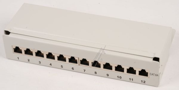 37737.12 MINI-PATCHPANEL STP 12XRJ45 CAT.6A,  10“ 1HE,  RAL7035 GRAU