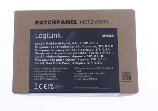 NP0088 MINI DESKTOP PATCHPANEL 4 PORT CAT.6A 0.5U SCHWARZ